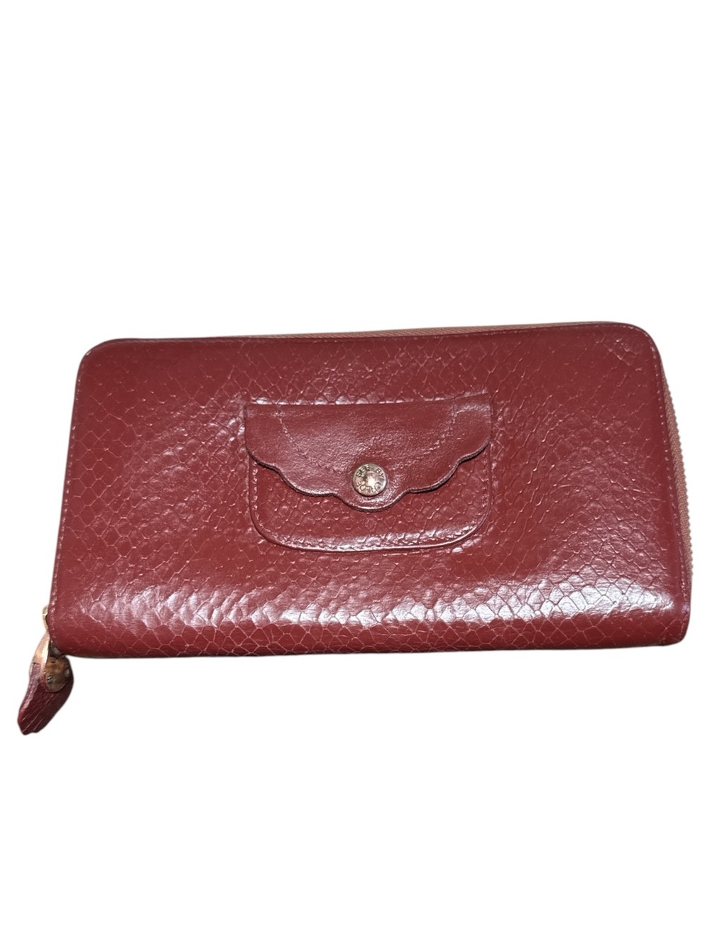 Burgundy See By Chloe leather wallet with crocodile skin texture